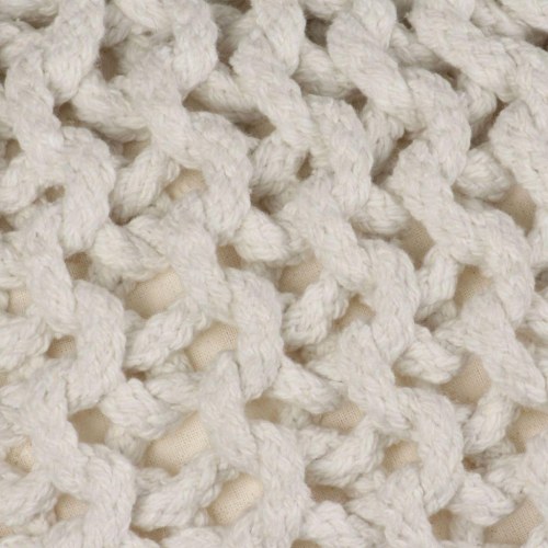 Håndstrikket puf bomuld 50 x 35 cm hvid