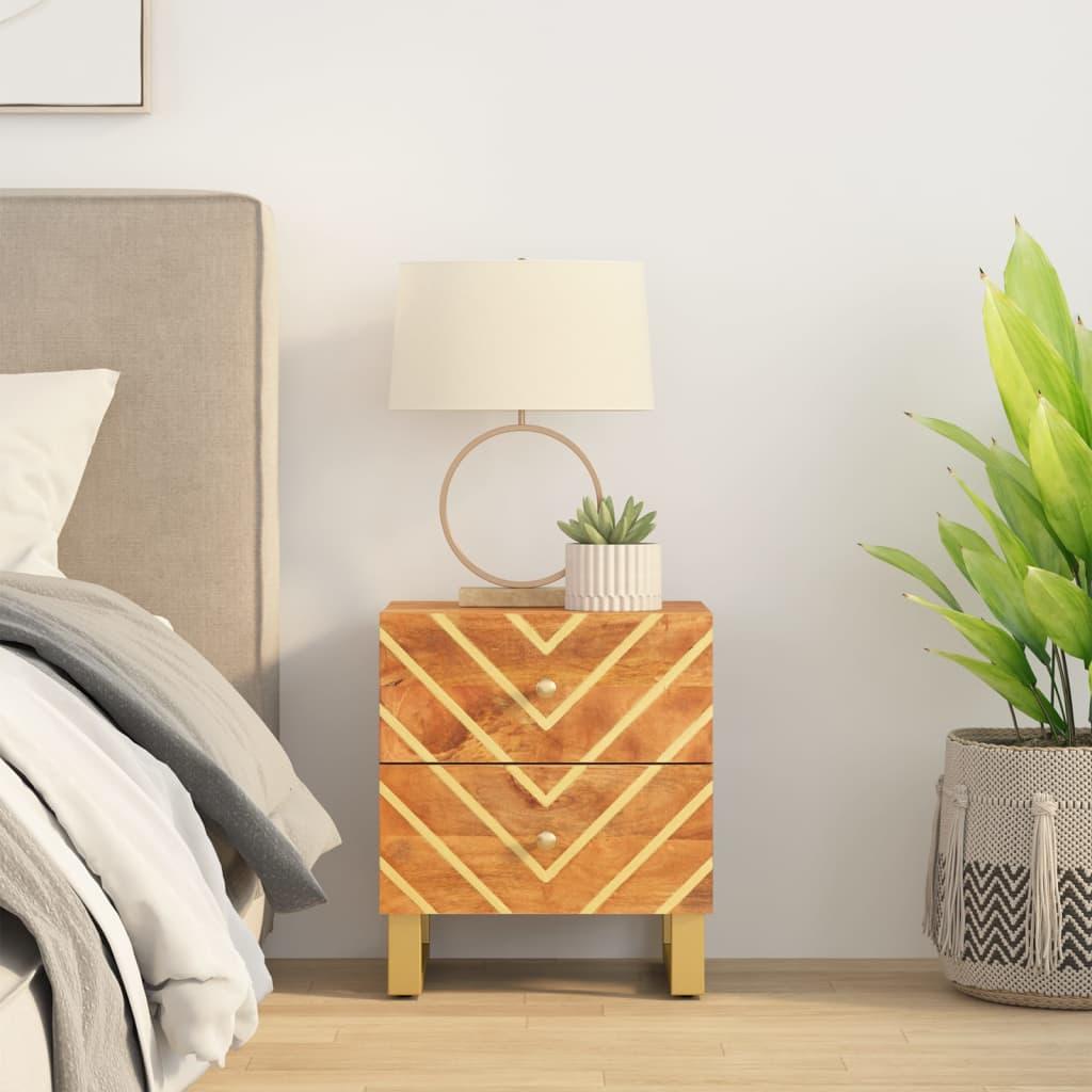 Sengeborde Massivt Mangotræ Brun Og Sort - 1