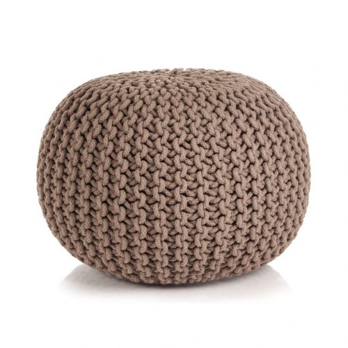 Håndstrikket puf bomuld 50 x 35 cm brun