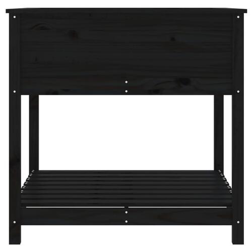 Plantekasse med hylde 82,5x82,5x81 cm massivt fyrretræ sort