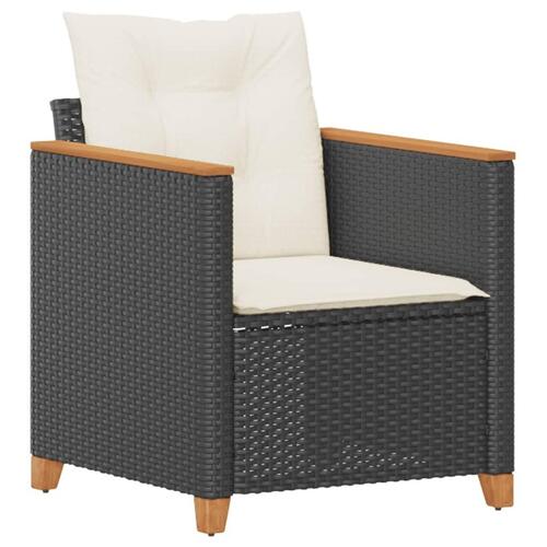 Havestol med hynder polyrattan sort
