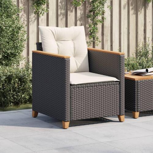 Havestol med hynder polyrattan sort
