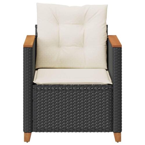 Havestol med hynder polyrattan sort