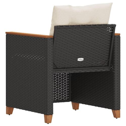 Havestol med hynder polyrattan sort