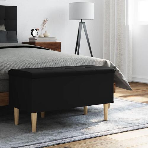 Opbevaringsbænk 82x42x46 cm konstrueret træ sort