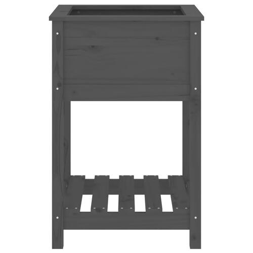 Plantekasse med hylde 54x54x81 cm massivt fyrretræ grå