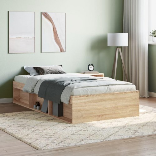 Sengeramme med opbevaring 90x190 cm - sonoma-eg