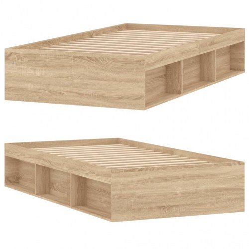 Sengeramme med opbevaring 90x190 cm - sonoma-eg