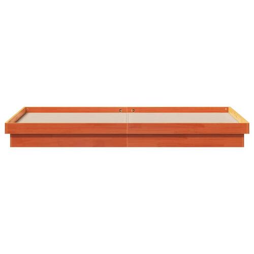 Sengeramme med LED-lys 180x200 cm massivt fyrretræ gyldenbrun
