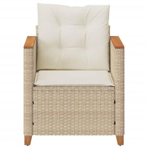 Havestole med hynder polyrattan beige