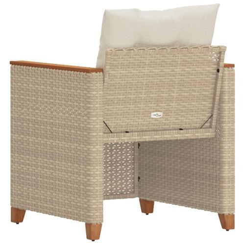 Havestole med hynder polyrattan beige