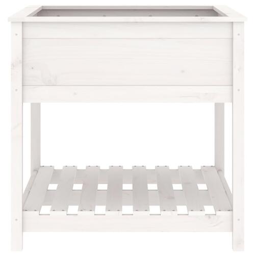 Plantekasse med hylde 82,5x82,5x81 cm massivt fyrretræ hvid
