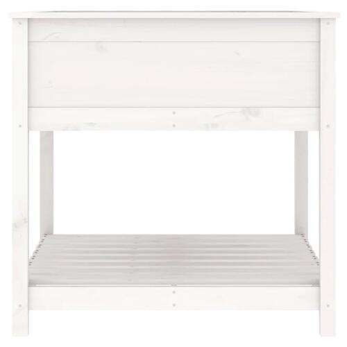 Plantekasse med hylde 82,5x82,5x81 cm massivt fyrretræ hvid