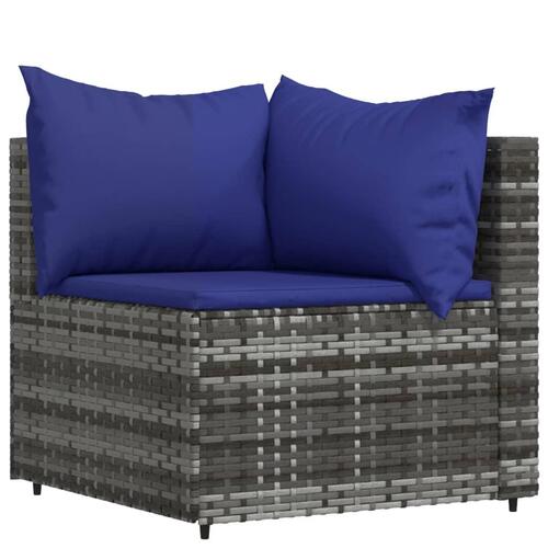 Loungesæt til haven 3 dele med hynder polyrattan grå