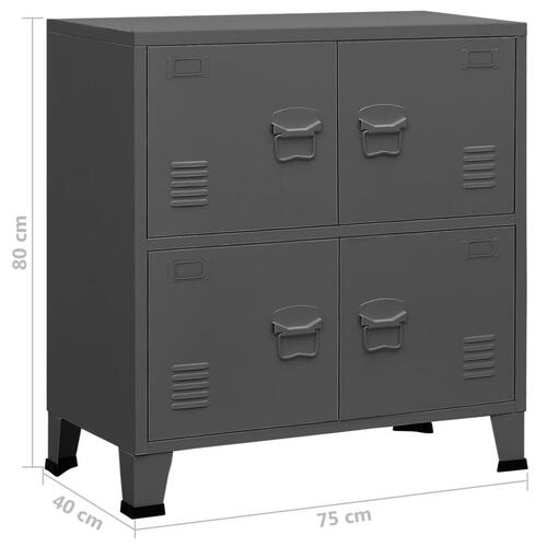 Industrielt opbevaringsskab 75x40x80 cm stål antracitgrå