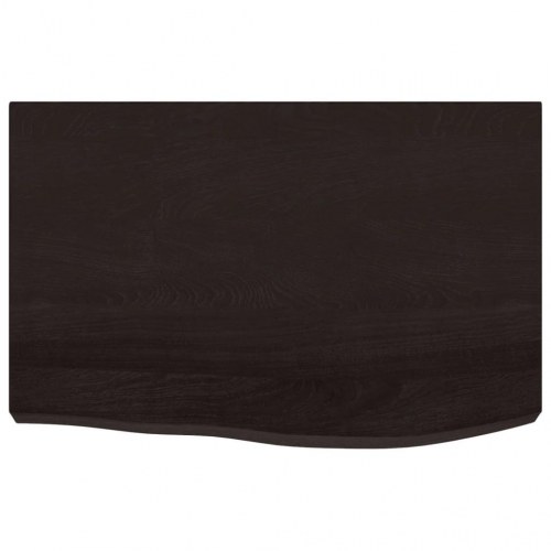 Væghylde i massivt egetræ - 60 × 40 × (2-6) cm, mørkebrun, naturlig kant