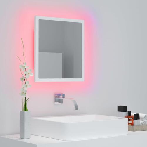 Badeværelsesspejl med LED-lys 40x8,5x37 cm akryl hvid