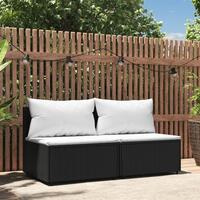 Midtermoduler til havesofa 2 stk. med hynder polyrattan sort