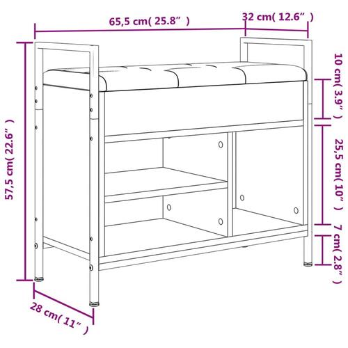 Skobænk 65,5x32x57,5 cm konstrueret træ sort