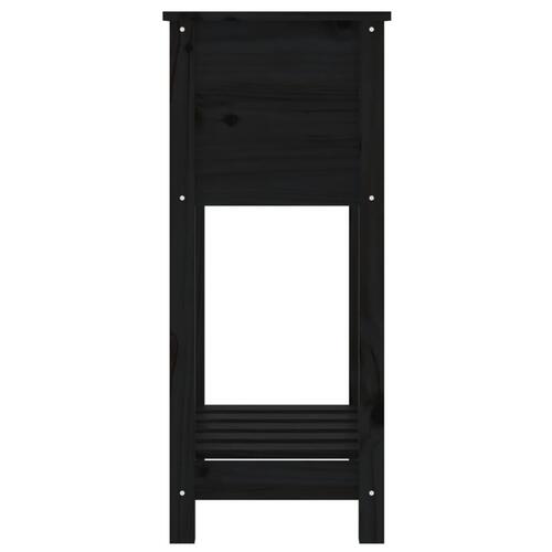Plantekasse med hylde 54x34,5x81 cm massivt fyrretræ sort