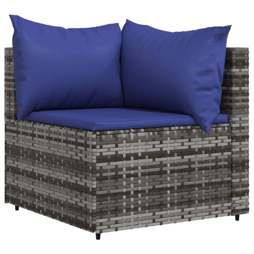 Hjørnemoduler til havesofa 2 stk. med hynder polyrattan grå