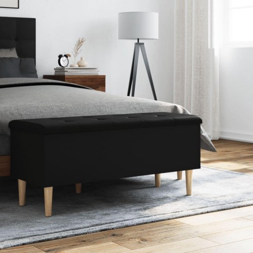 Opbevaringsbænk 102x42x46 cm konstrueret træ sort