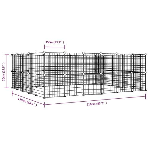 44-panels kæledyrsindhegning med låge 35x35 cm stål sort