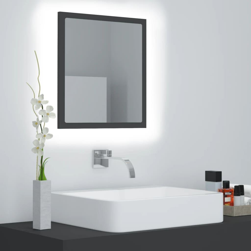 Badeværelsesspejl med LED-lys 40x8,5x37 cm akryl grå
