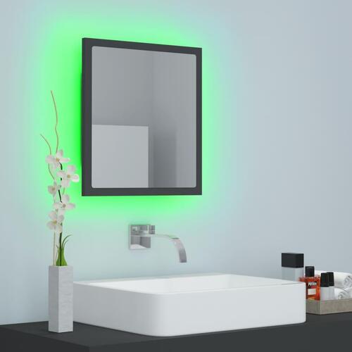 Badeværelsesspejl med LED-lys 40x8,5x37 cm akryl grå