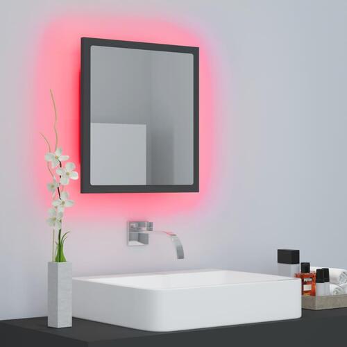 Badeværelsesspejl med LED-lys 40x8,5x37 cm akryl grå