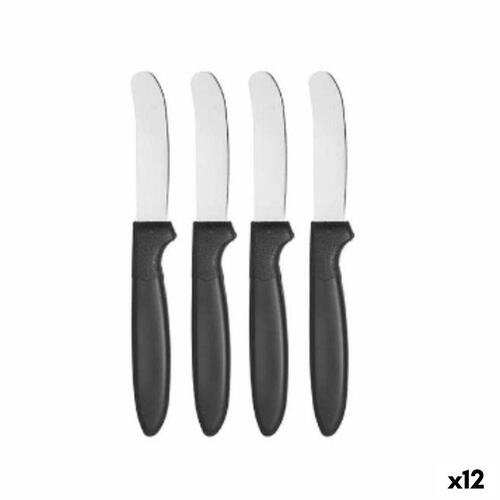Knivsæt Sort Sølvfarvet Rustfrit stål Plastik 17 cm (12 enheder)