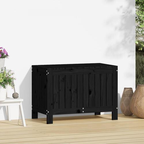 Opbevaringskasse til haven 76x42,5x54 cm massivt fyrretræ sort
