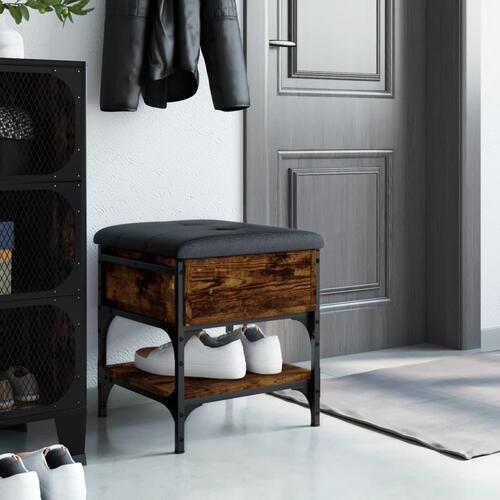 Skobænk 42x42x45 cm konstrueret træ røget egetræsfarve