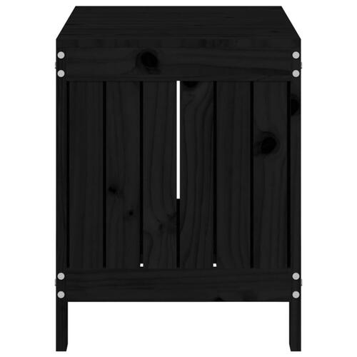 Opbevaringskasse til haven 76x42,5x54 cm massivt fyrretræ sort
