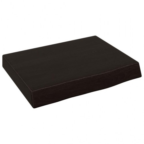 Væghylde i massivt egetræ 40×30×(2-6) cm - mørkebrun, naturlig kant
