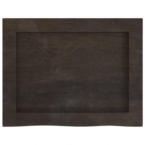 Væghylde i massivt egetræ 40×30×(2-6) cm - mørkebrun, naturlig kant