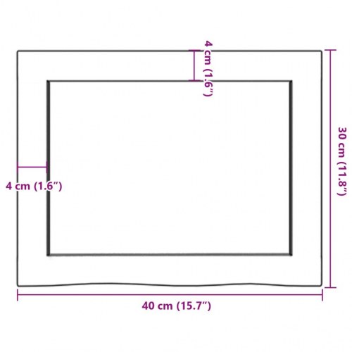 Væghylde i massivt egetræ 40×30×(2-6) cm - mørkebrun, naturlig kant