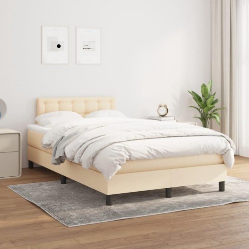 Kontinentalseng med madras 120×190 cm - stof, cremefarvet