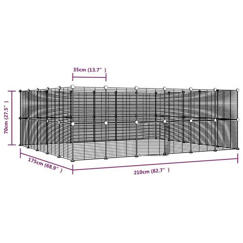 44-panels kæledyrsindhegning med låge 35x35 cm stål sort