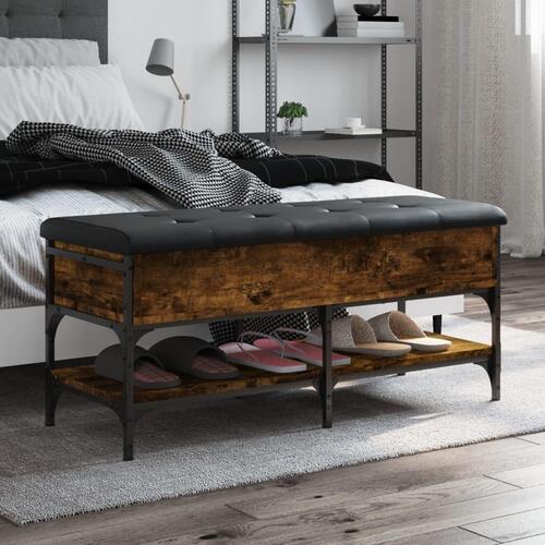 Skobænk 102x42x45 cm konstrueret træ røget egetræsfarve