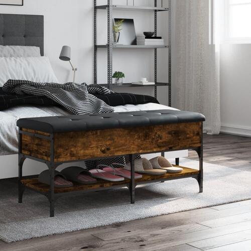 Skobænk 102x42x45 cm konstrueret træ røget egetræsfarve