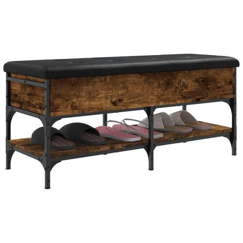 Skobænk 102x42x45 cm konstrueret træ røget egetræsfarve