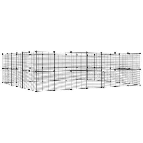 52-panels kæledyrsindhegning med låge 35x35 cm stål sort
