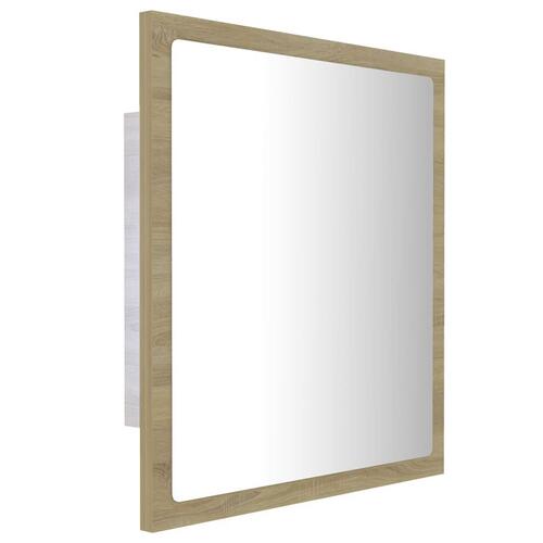 Badeværelsesspejl med LED-lys 40x8,5x37 cm akryl sonoma-eg