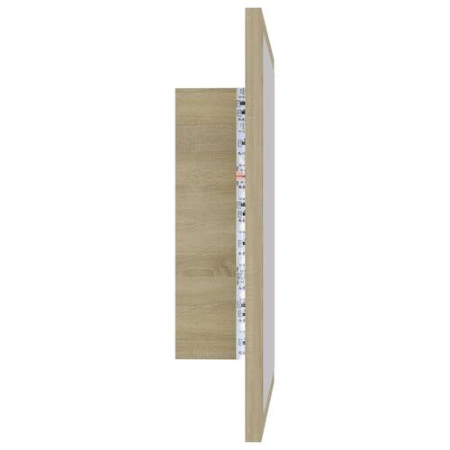 Badeværelsesspejl med LED-lys 40x8,5x37 cm akryl sonoma-eg