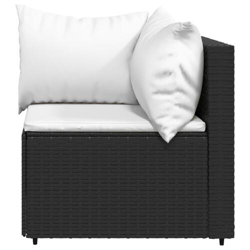 Loungesæt til haven 3 dele med hynder polyrattan sort