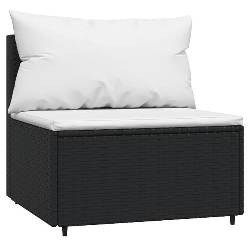 Loungesæt til haven 3 dele med hynder polyrattan sort