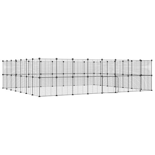 60-panels kæledyrsindhegning med låge 35x35 cm stål sort