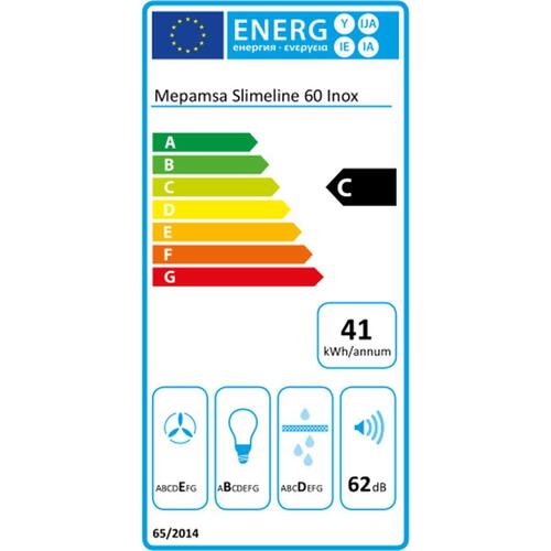 Konventions-emhætte Mepamsa Slimline 60 60 cm 290 m³/h 65W C Stål
