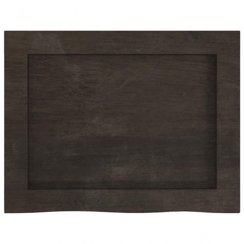 Væghylde 40×30×(2-4) cm i behandlet massivt egetræ - mørkebrun, naturlig kant